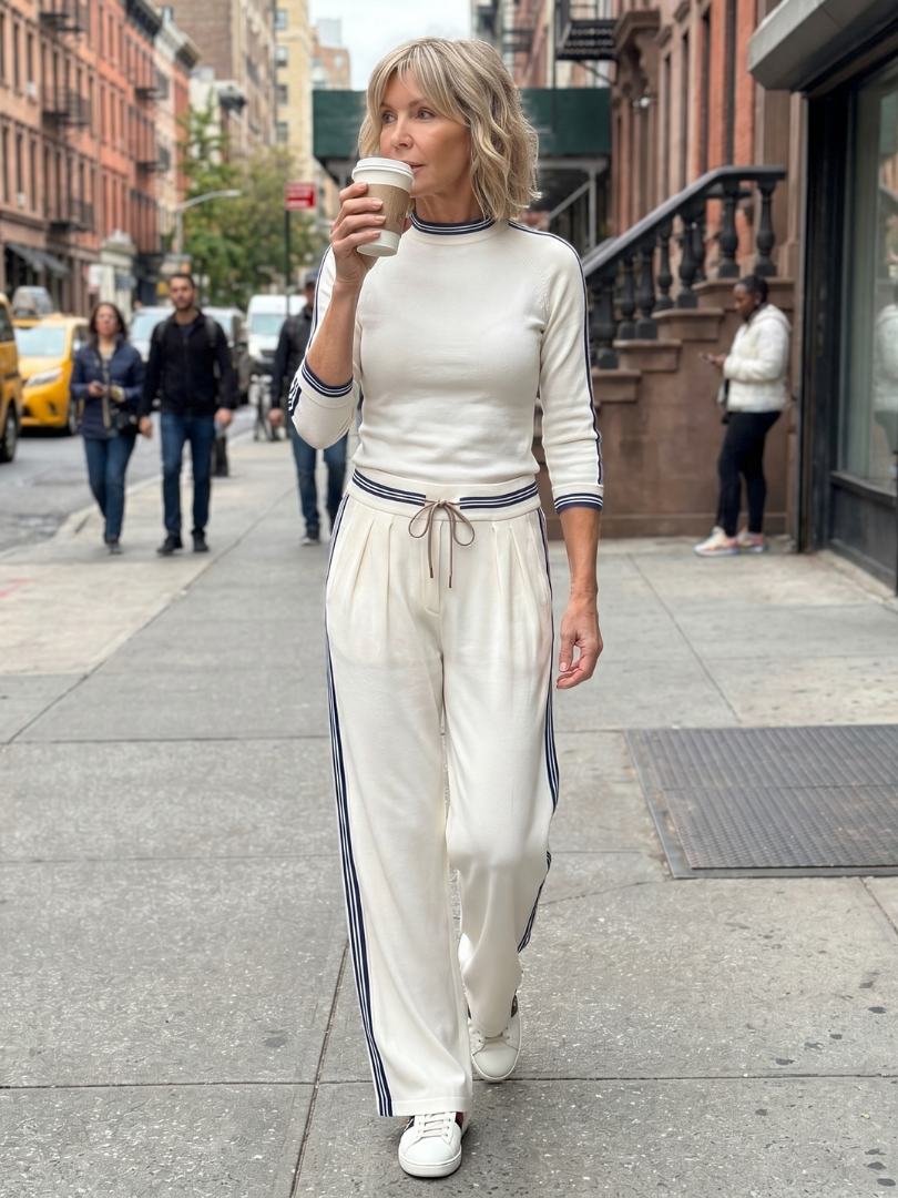 Judith | Fitted Long Sleeve Top & Wide-Leg Pants Set
