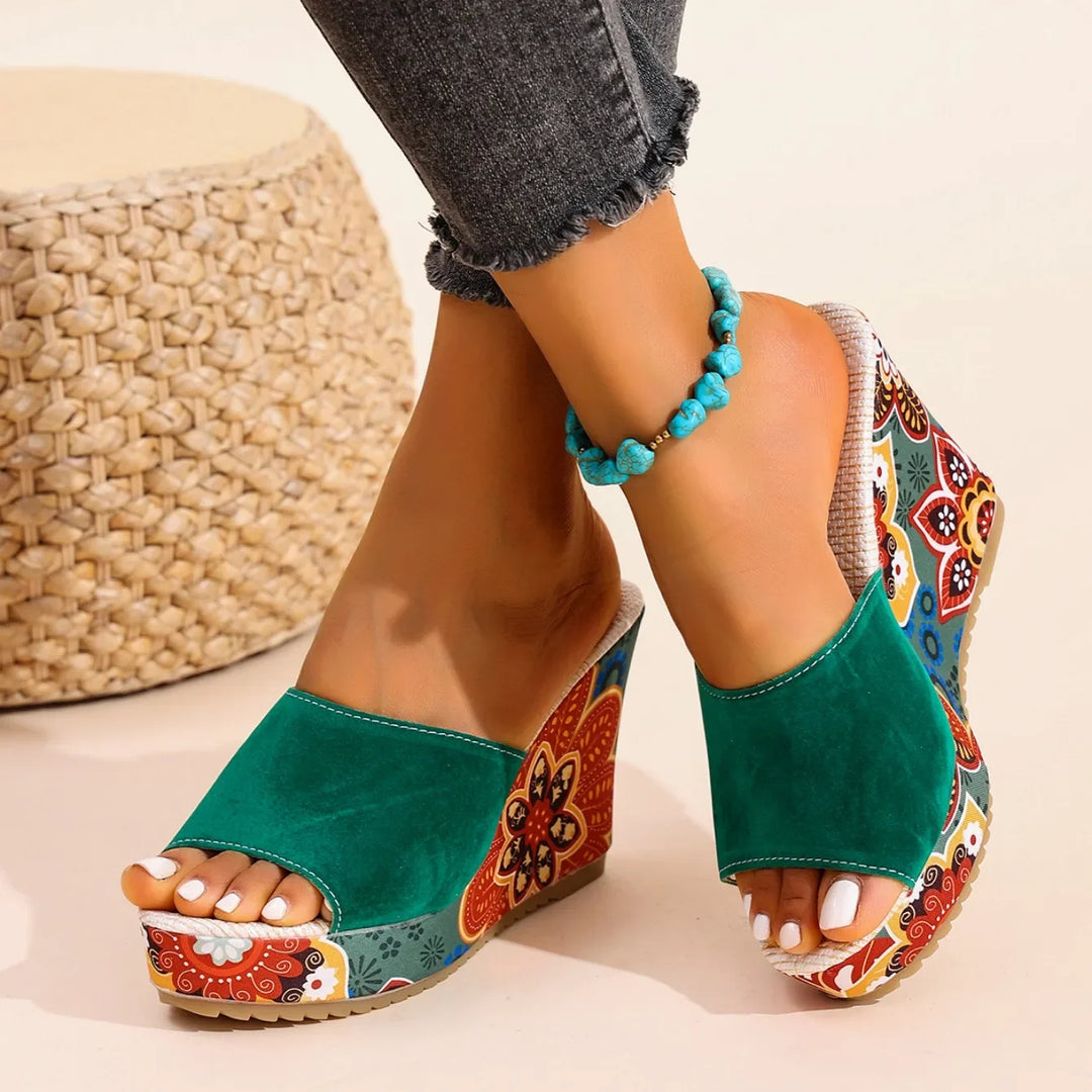 Laerke | Floral Print Wedge Sandal