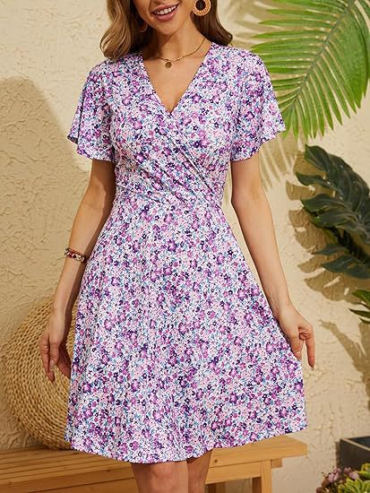 Elegant Floral V-Neck Wrap Dress
