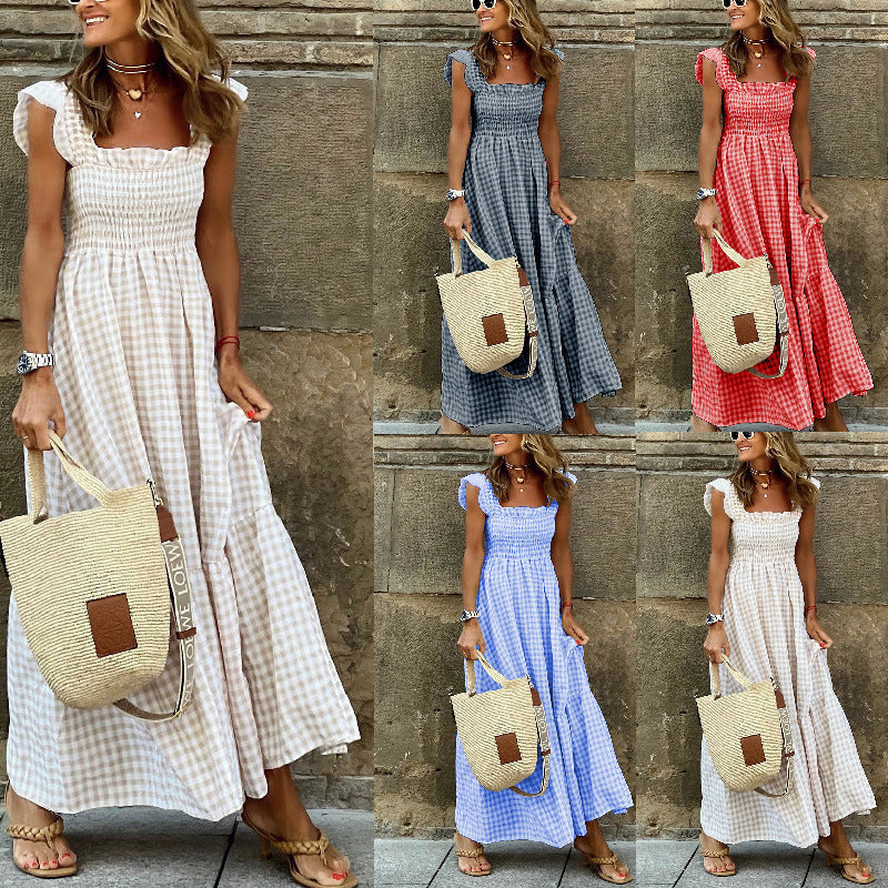 Classic Gingham Smocked Tiered Maxi Dress