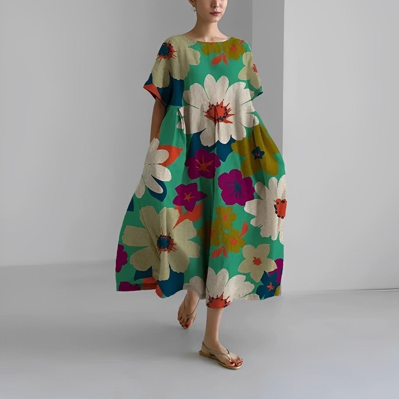 Artistic Floral Oversized Maxi Dress