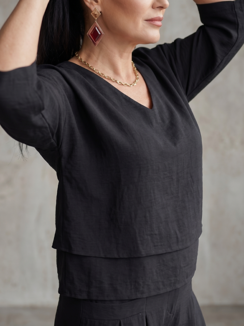 Gloria | Layered Top & Wide-Leg Pants Set