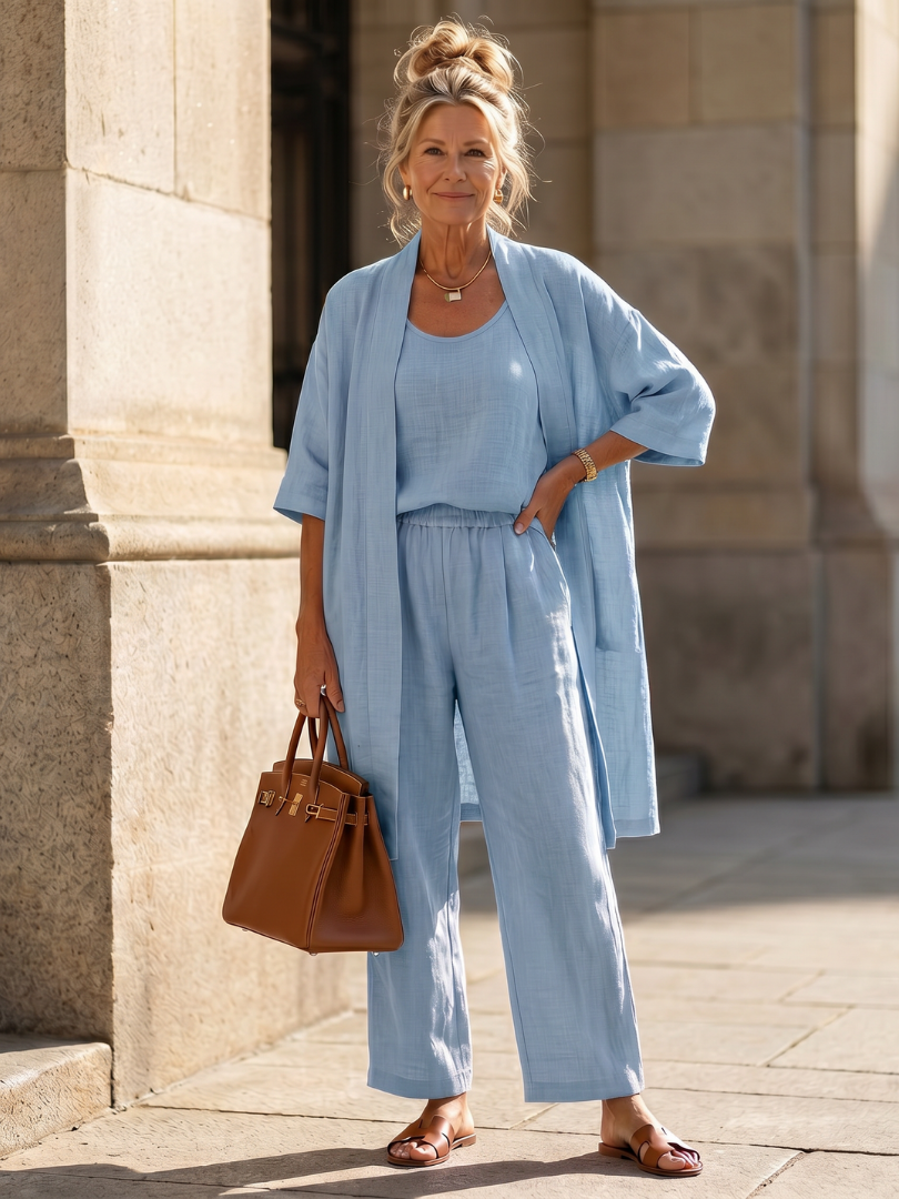 Frances | Relaxed Three-Piece Top & Pants Set