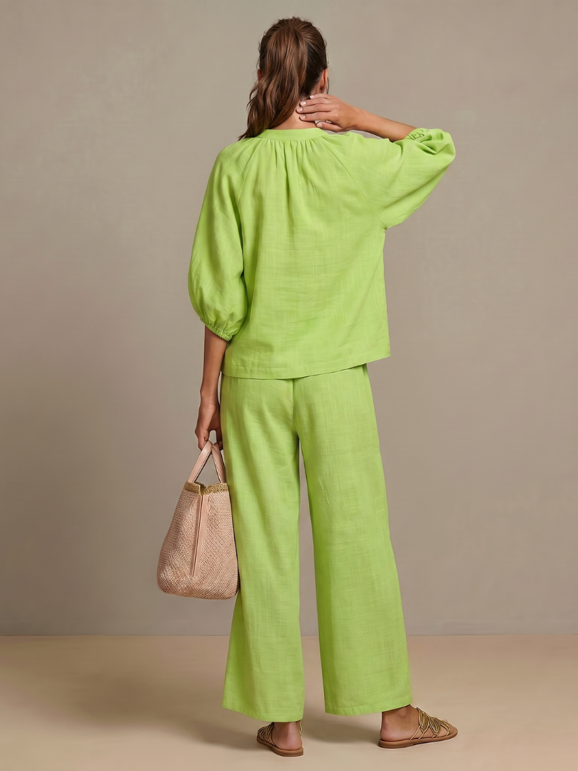 Beverly | Zip-Up Blouson Top & Wide-Leg Pants