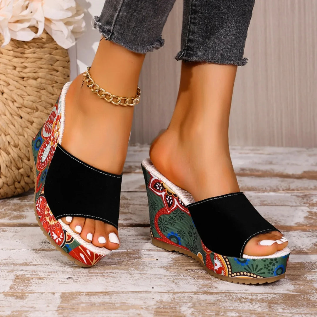 Laerke  | Floral Print Wedge Sandal