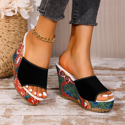 Laerke  | Floral Print Wedge Sandal