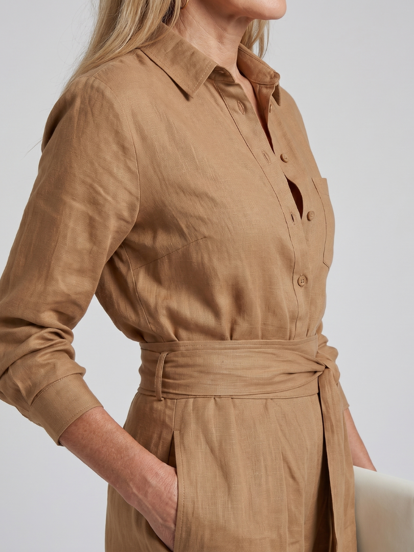 Connie | Long Sleeve Button Wide-Leg Jumpsuit