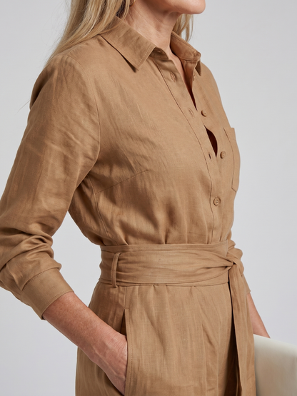 Connie | Long Sleeve Button Wide-Leg Jumpsuit