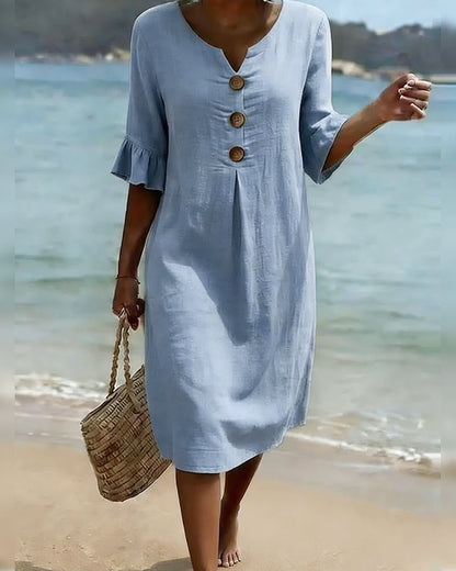Robe Bouton Manche Volanté 100% Coton