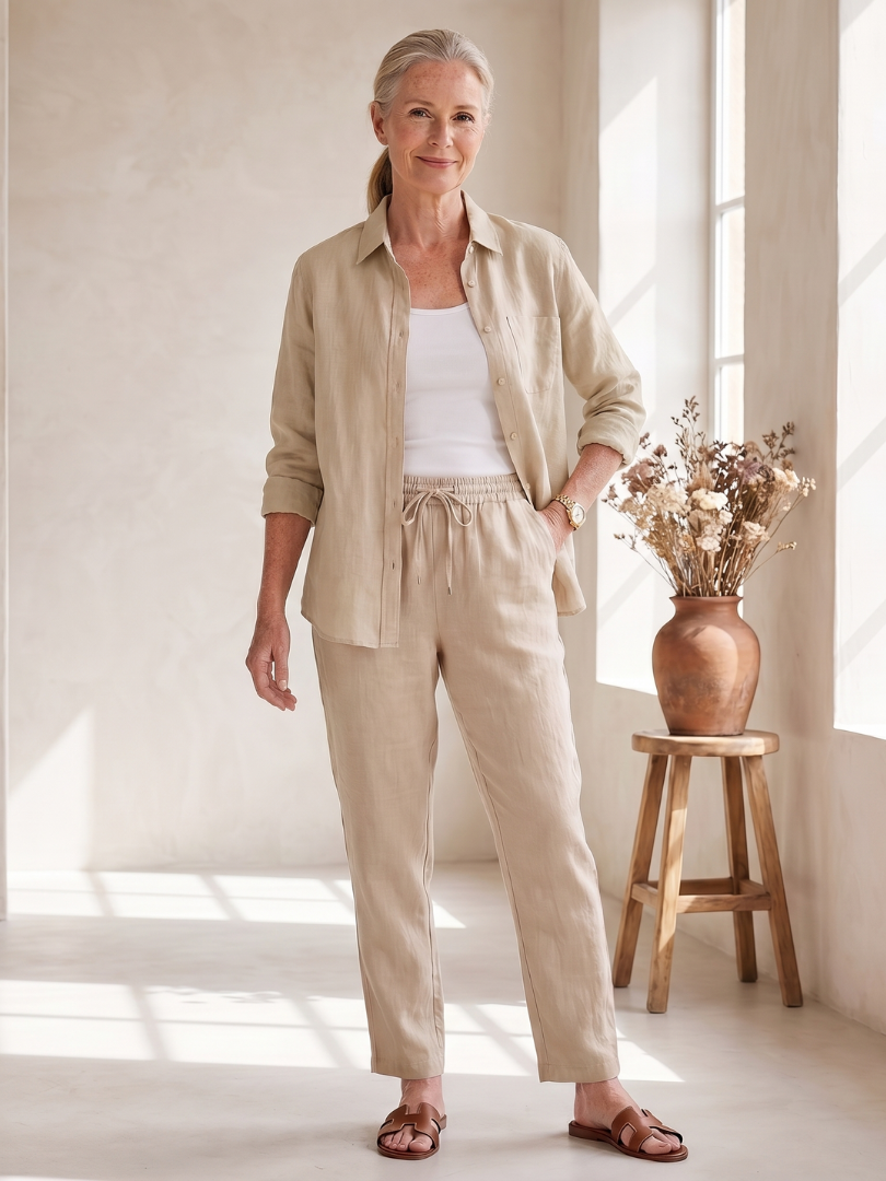 Audrey | Long Sleeve Shirt & Tapered Pants Set
