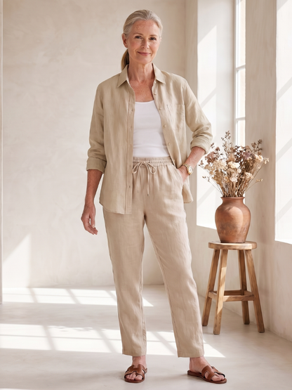 Audrey | Long Sleeve Shirt & Tapered Pants Set