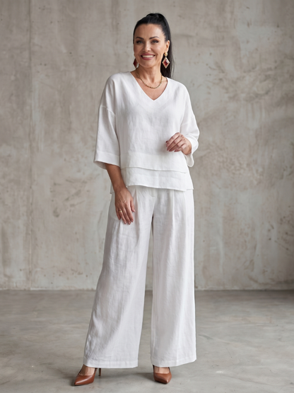 Gloria | Layered Top & Wide-Leg Pants Set