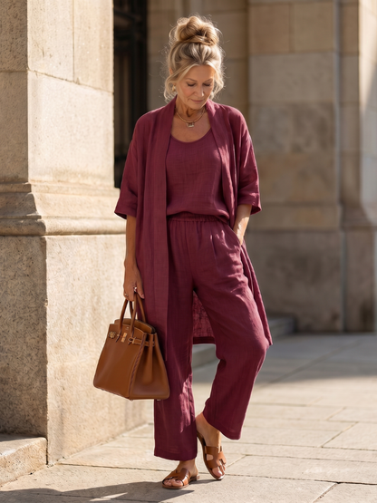 Frances | Relaxed Three-Piece Top & Pants Set
