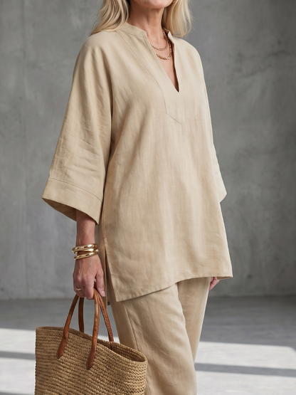Evelyn | V-Neck Tunic & Gathered Pants Set