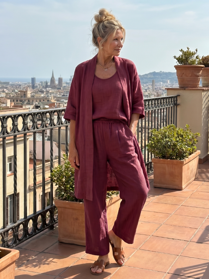 Frances | Relaxed Three-Piece Top & Pants Set