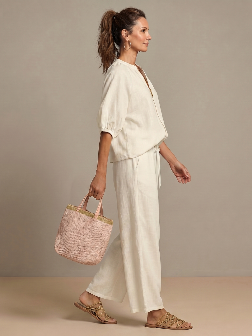 Beverly | Zip-Up Blouson Top & Wide-Leg Pants