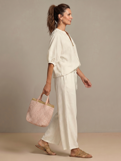 Beverly | Zip-Up Blouson Top & Wide-Leg Pants