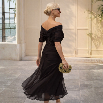 Overlay Ruched Maxi Dress