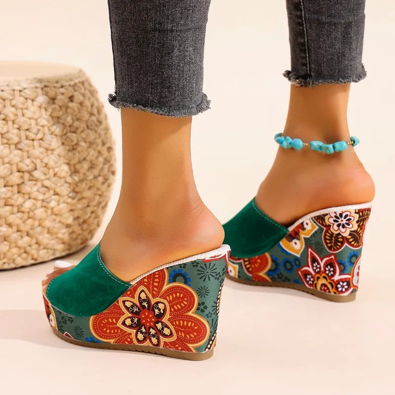 Laerke  | Floral Print Wedge Sandal