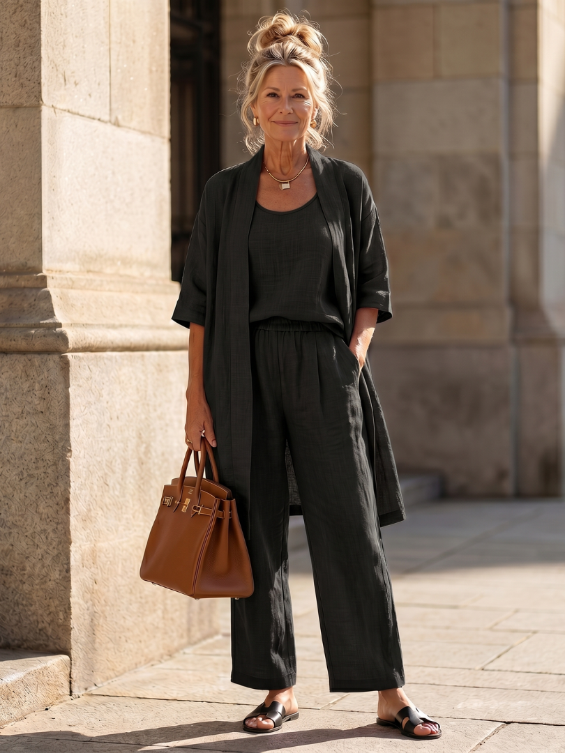 Frances | Relaxed Three-Piece Top & Pants Set