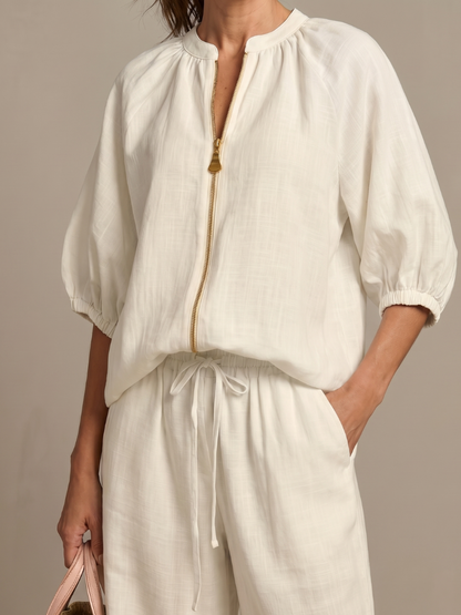 Beverly | Zip-Up Blouson Top & Wide-Leg Pants