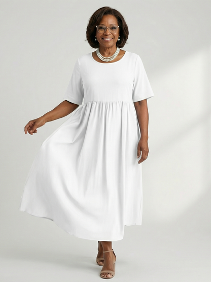 Ciren | Simple Gather Midi Dress