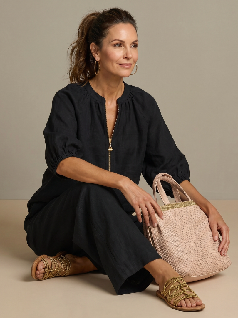 Beverly | Zip-Up Blouson Top & Wide-Leg Pants