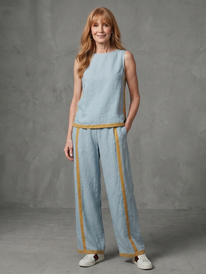 Diane | Sleeveless Contrast Wide-Leg Pants Set