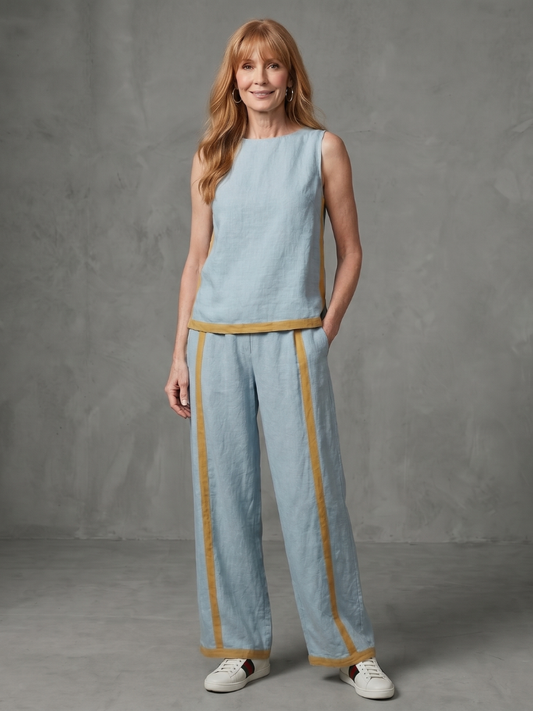 Diane | Sleeveless Contrast Wide-Leg Pants Set