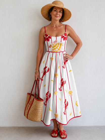 Coriselle | Lobster Shell Print Midi Dress