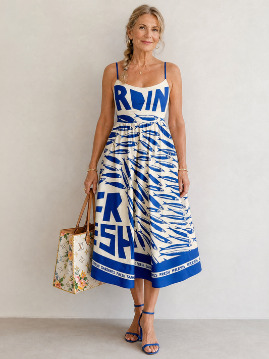 Suriope | Fish Graphic Print Midi Dress