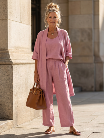 Frances | Relaxed Three-Piece Top & Pants Set