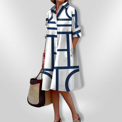 Camilla | Midi Dress with Geometric Design