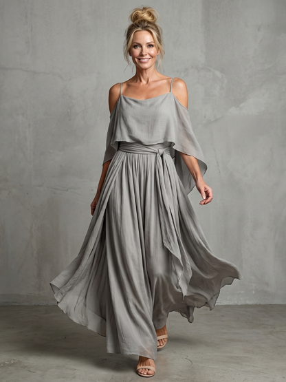 Virginia | Drape Off-Shoulder Top & Wide-Leg Pants