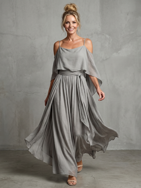 Virginia | Drape Off-Shoulder Top & Wide-Leg Pants