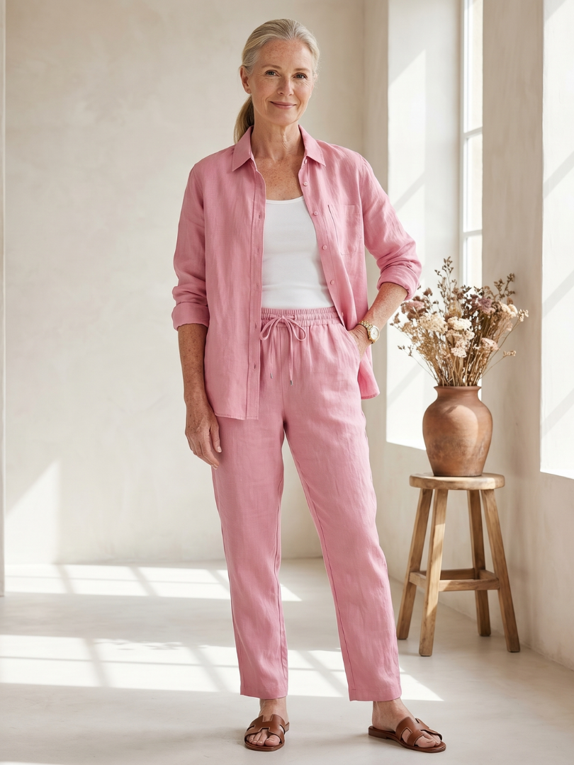 Audrey | Long Sleeve Shirt & Tapered Pants Set