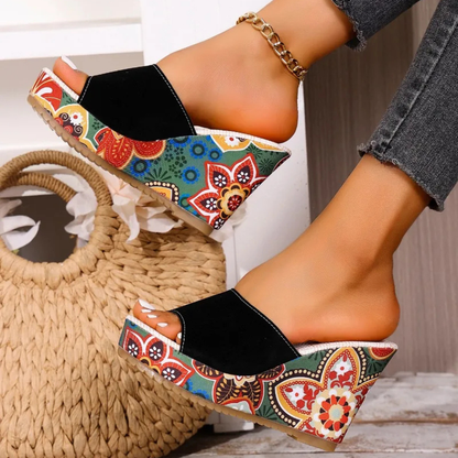 Laerke  | Floral Print Wedge Sandal