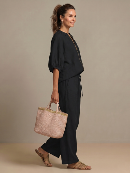 Beverly | Zip-Up Blouson Top & Wide-Leg Pants