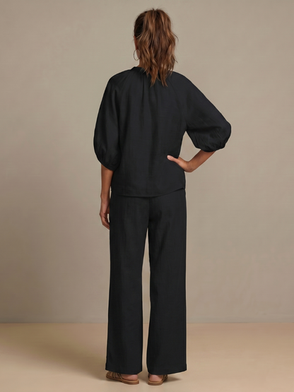 Beverly | Zip-Up Blouson Top & Wide-Leg Pants