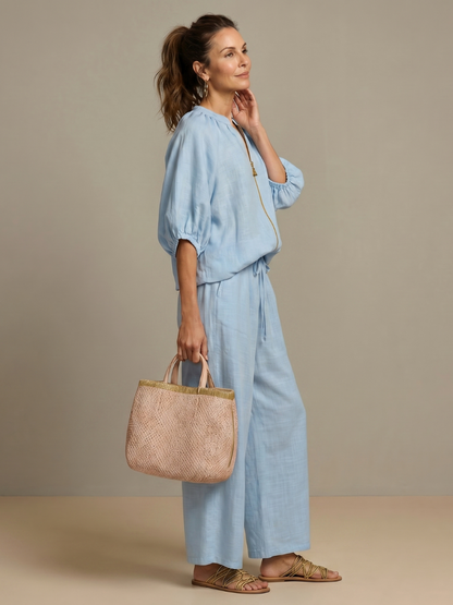 Beverly | Zip-Up Blouson Top & Wide-Leg Pants