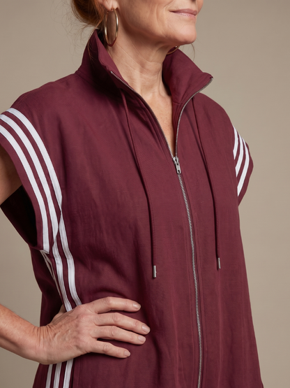 Lucille | Front-Zip Striped Panel Jumpsuit