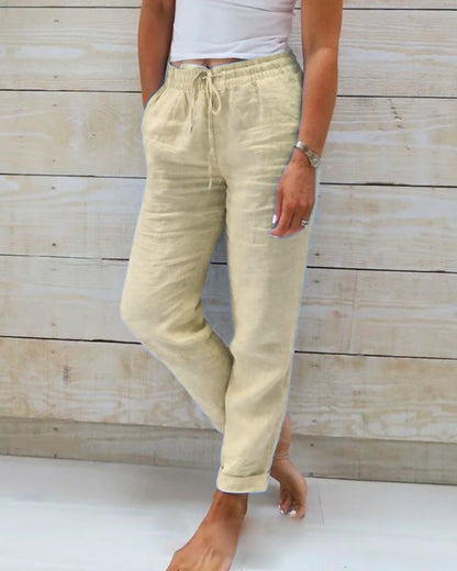 Elodie - Luxe Cotton-Linen Tailored Trousers