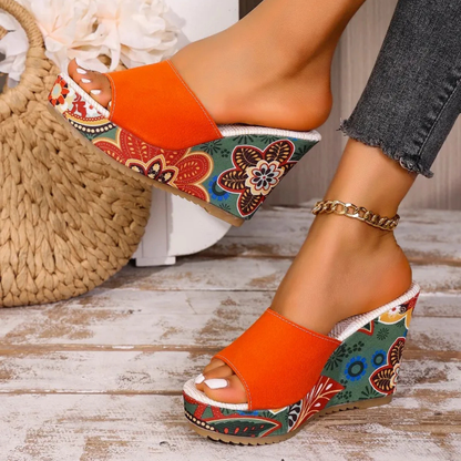 Laerke  | Floral Print Wedge Sandal