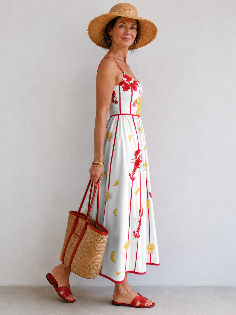 Coriselle | Lobster Shell Print Midi Dress