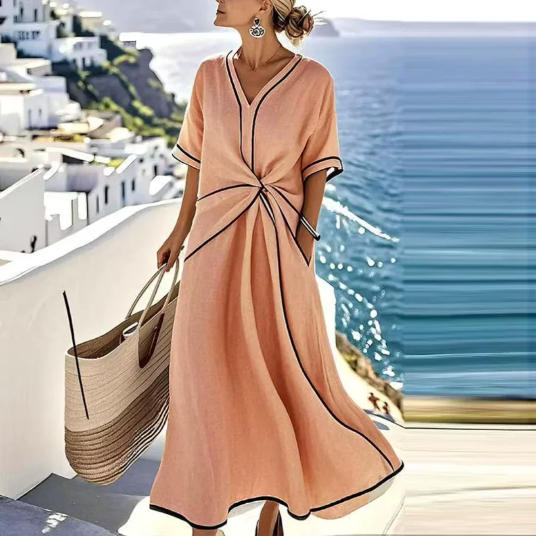 Elegant Knot-Front Resort Maxi Dress
