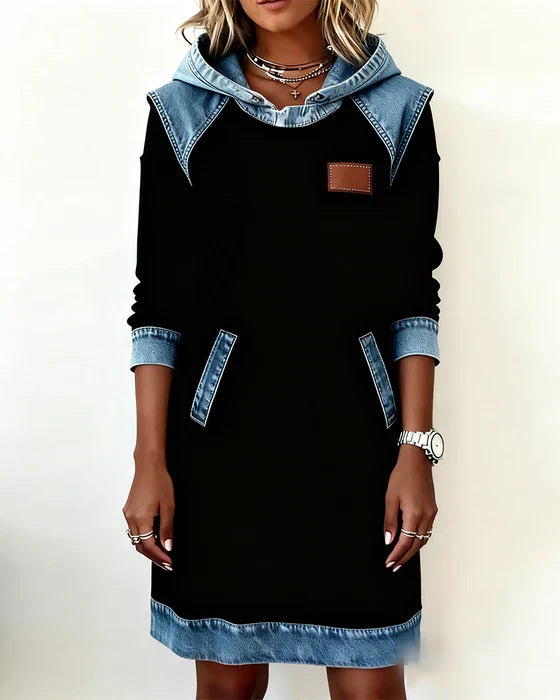 Charlotte™ | Cozy Contrast Hooded Dress