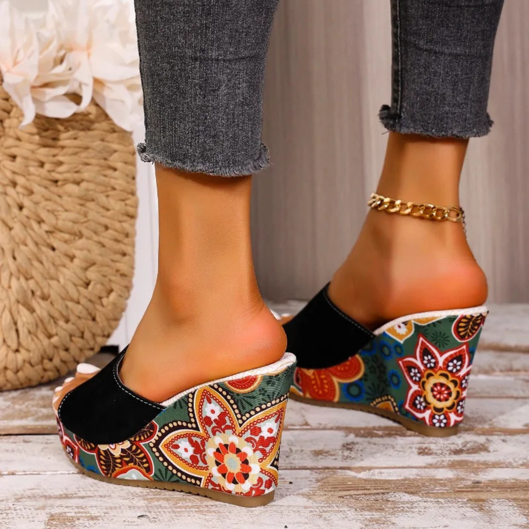 Laerke  | Floral Print Wedge Sandal