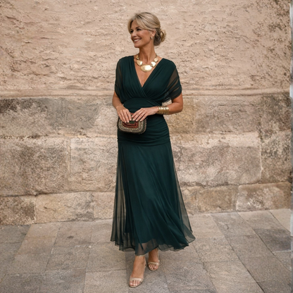 Overlay Ruched Maxi Dress