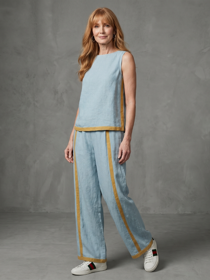 Diane | Sleeveless Contrast Wide-Leg Pants Set