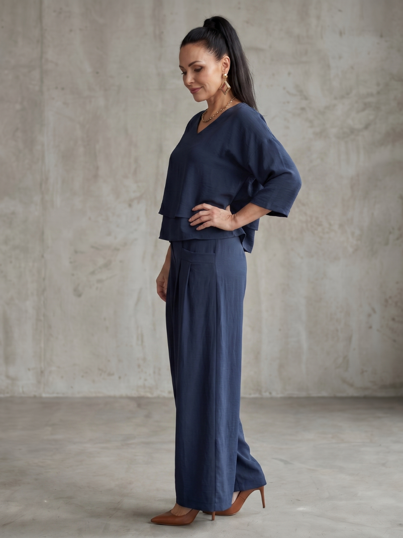 Gloria | Layered Top & Wide-Leg Pants Set